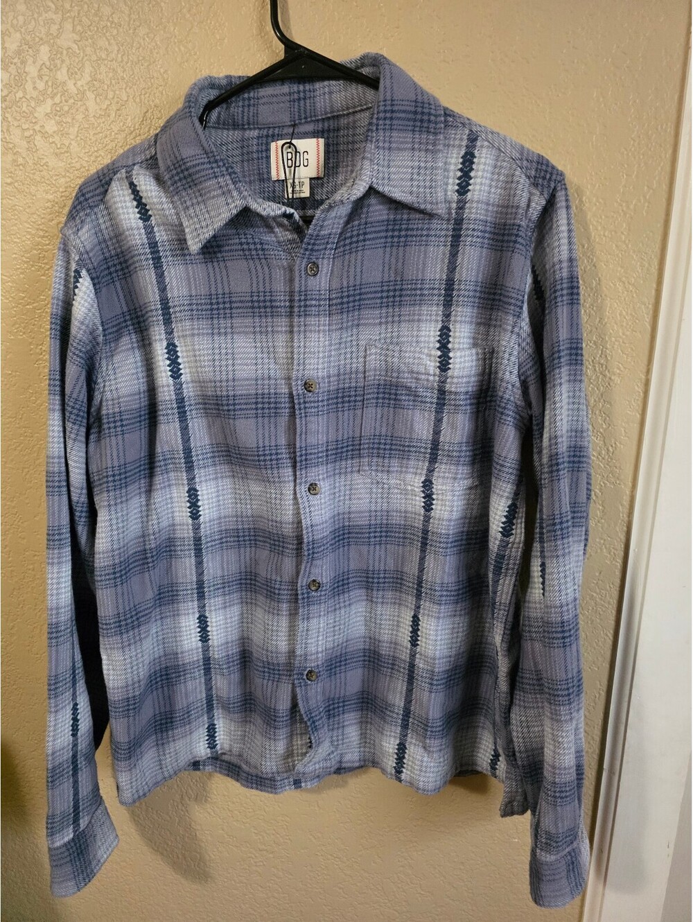 BDG Urban Outfitters Women's Plaid XS Long Sleeve Flannel Shirt/Shacket Blue